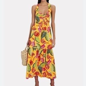 Farm Rio YELLOW BEAKS & BANANAS BOW BACK COTTON MAXI DRESS